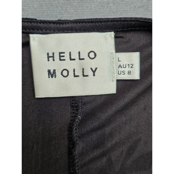 Hello Molly Size 8 Large Black Velvet Ruched Mini Dress Deep V Neck Bell Sleeves - Picture 2 of 11